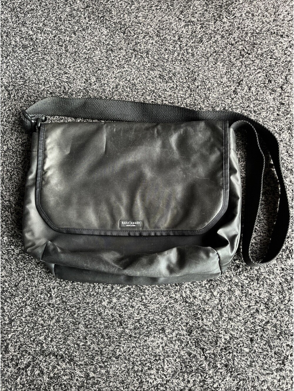 Vintage Kate Spade New York Messenger Crossbody Bag Black Y2K Nylon Made In USA
